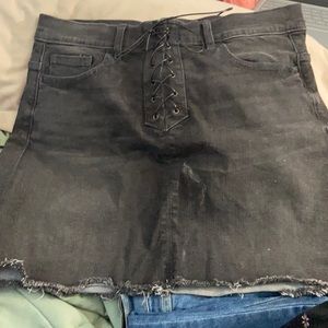 High rise black-grey mini skirt